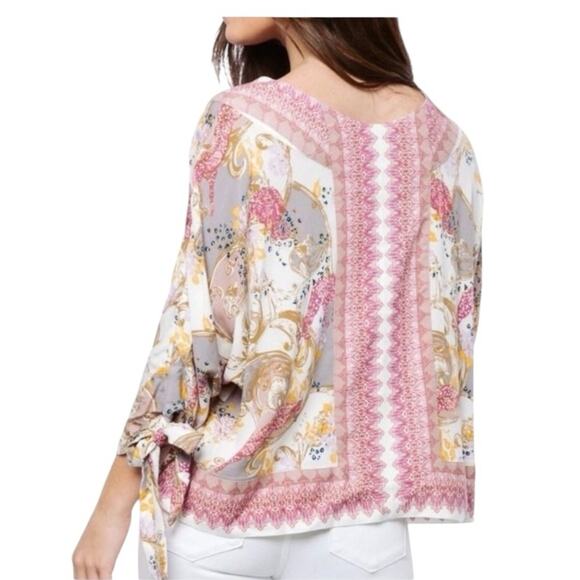 Free People Catch Me If You Can Pink Tie Sleeve Bohemian Top size XS - Picture 2 of 8